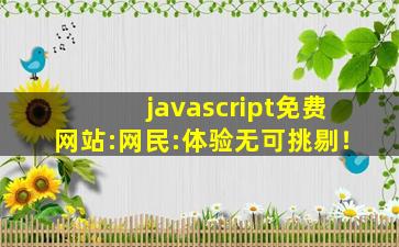 javascript免费网站:网民:体验无可挑剔！
