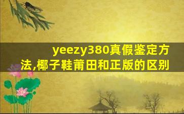 yeezy380真假鉴定方法,椰子鞋莆田和正版的区别